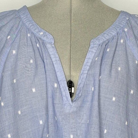 Old Navy Blue and White V-Neck Peasant Blouse - Extra Large - Picture 2 of 8